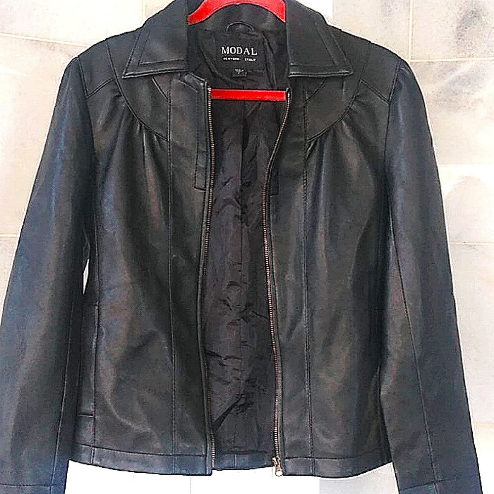 MODAL faux leather jacket small black